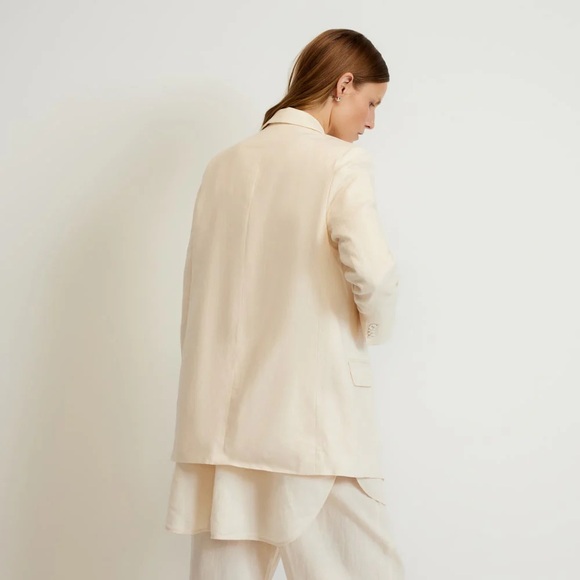 Everlane Oversized Linen Blazer Ivory White Single Breasted Jacket Size 16 NWOT - Picture 8 of 13